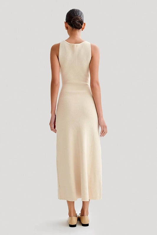 Sleeveless Crew Neck Slim Knit Dress