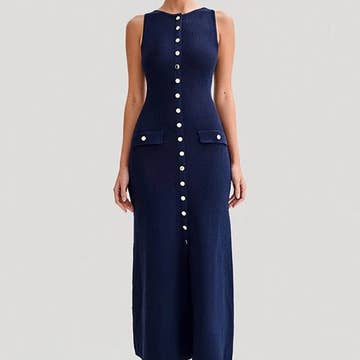 Sleeveless Crew Neck Slim Knit Dress