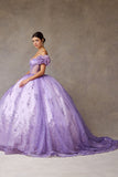 Off Shoulder Ruffle Puff Sleeve Ball Gown