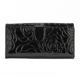 Leather Flower Print Wallet Medium/Large Leather Flower Print Wallet Medium/Large