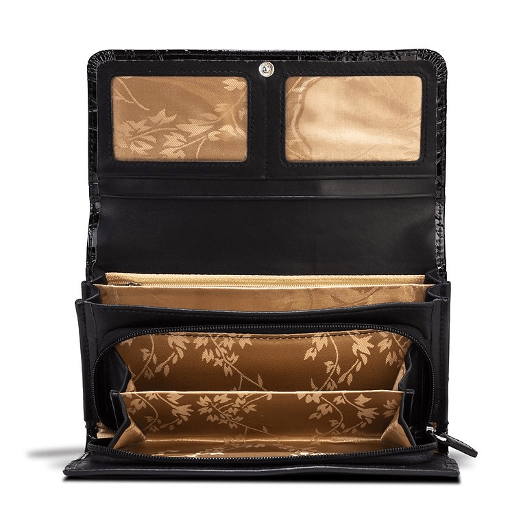 Leather Flower Print Wallet Medium/Large Leather Flower Print Wallet Medium/Large