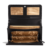 Leather Flower Print Wallet Medium/Large Leather Flower Print Wallet Medium/Large