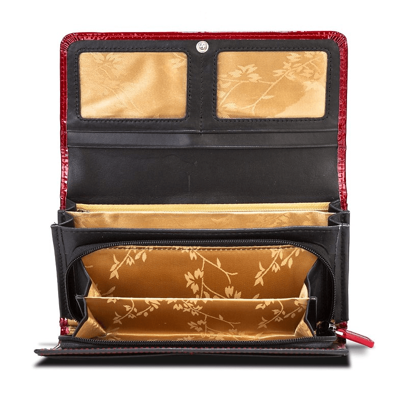 Leather Flower Print Wallet Medium/Large Leather Flower Print Wallet Medium/Large