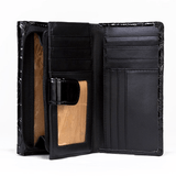 Leather Flower Print Wallet Medium/Large Black / MEDIUM / 1 1355-56985632664