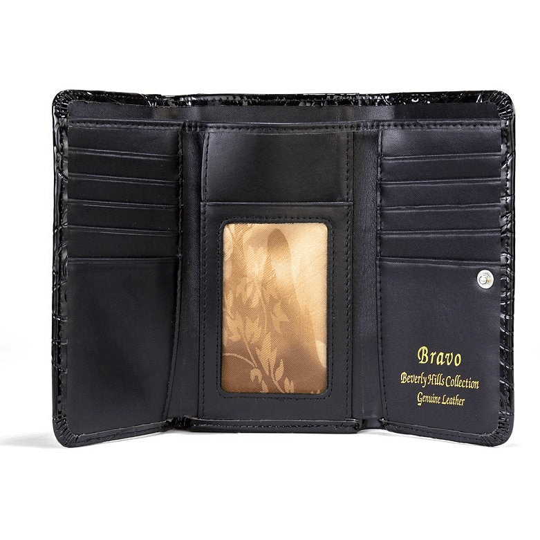 Leather Flower Print Wallet Medium/Large Leather Flower Print Wallet Medium/Large