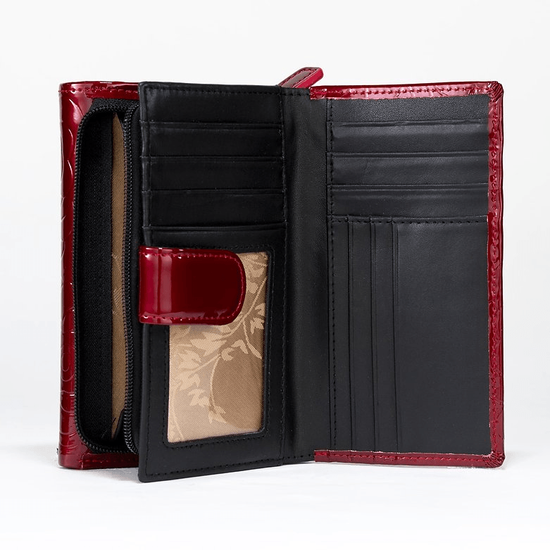 Leather Flower Print Wallet Medium/Large Leather Flower Print Wallet Medium/Large