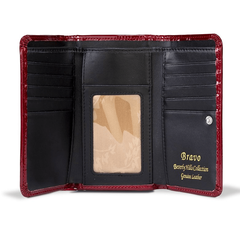 Leather Flower Print Wallet Medium/Large Red / MEDIUM / 1 1355-56985632665