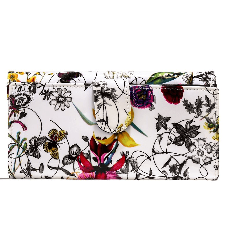 Leather Flower Print Wallet Medium/Large Leather Flower Print Wallet Medium/Large