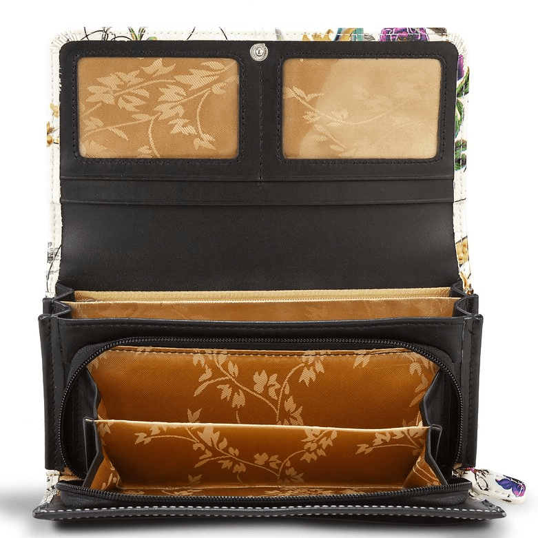 Leather Flower Print Wallet Medium/Large Leather Flower Print Wallet Medium/Large