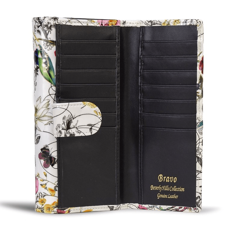 Leather Flower Print Wallet Medium/Large Leather Flower Print Wallet Medium/Large