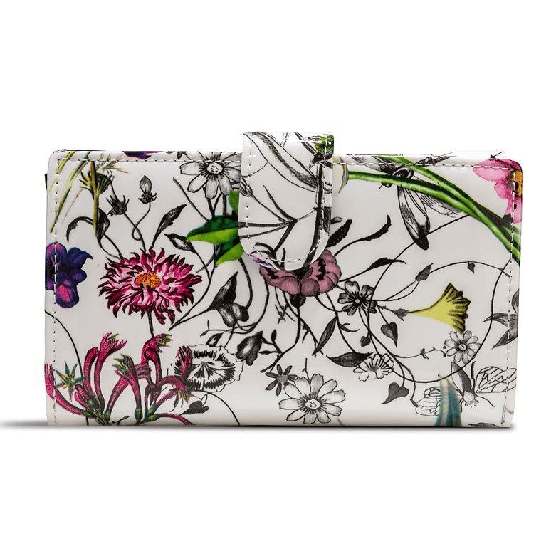 Leather Flower Print Wallet Medium/Large Cream / LARGE / 1 1355-56985632666