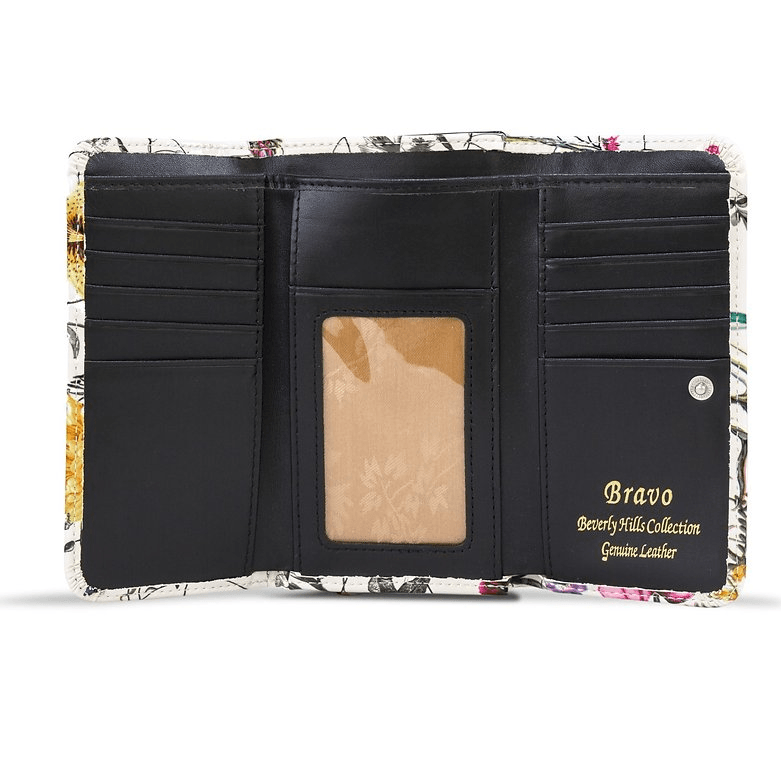 Leather Flower Print Wallet Medium/Large Leather Flower Print Wallet Medium/Large