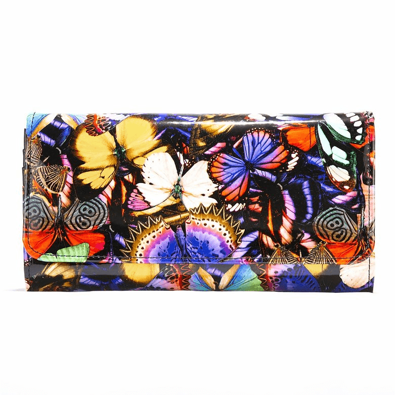 Leather Flower Print Wallet Medium/Large Leather Flower Print Wallet Medium/Large