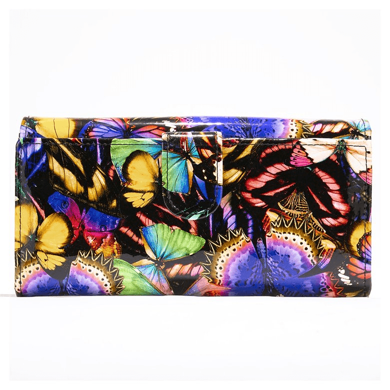 Leather Flower Print Wallet Medium/Large Leather Flower Print Wallet Medium/Large