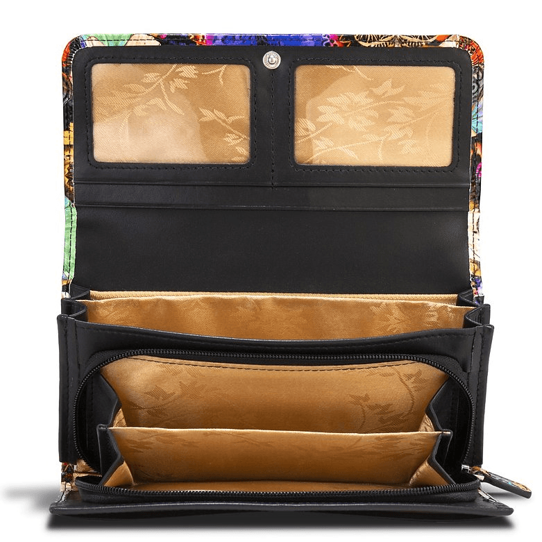Leather Flower Print Wallet Medium/Large Leather Flower Print Wallet Medium/Large