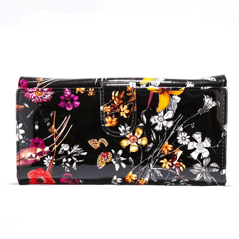 Leather Flower Print Wallet Medium/Large Leather Flower Print Wallet Medium/Large