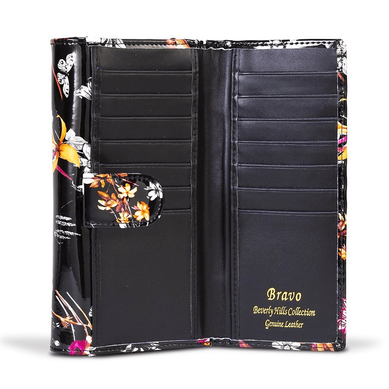Leather Flower Print Wallet Medium/Large Leather Flower Print Wallet Medium/Large