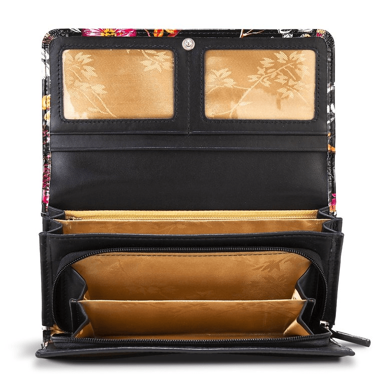 Leather Flower Print Wallet Medium/Large Night butterfly / MEDIUM / 1 1355-56985632668