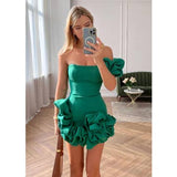 Rose Ruffle Strapless Dress