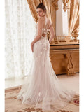 Strapless Drop Waist Cascading Wedding Dress