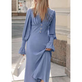 Sophia Buttoned Elegance Midi Dress
