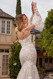 Lace Mermaid Bridal Gown with Removable Sleeves