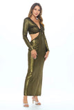 Made in USA V Neck Cutout Dress with Slit