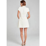 Crystal-Trim Tweed Mini Dress