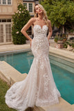 Lace Mermaid Bridal Gown with Removable Sleeves
