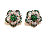 Multi-Stone Cz Flower Stud Earrings in 925 Sterling Silver