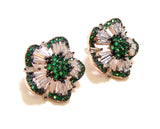 Multi-Stone Cz Flower Stud Earrings in 925 Sterling Silver