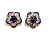 Multi-Stone Cz Flower Stud Earrings in 925 Sterling Silver
