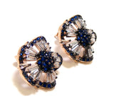 Multi-Stone Cz Flower Stud Earrings in 925 Sterling Silver