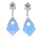 Blue Jade & Sodalite Dangle Earrings, 925 Sterling Silver