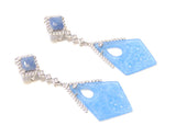 Blue Jade & Sodalite Dangle Earrings, 925 Sterling Silver
