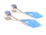 Blue Jade & Sodalite Dangle Earrings, 925 Sterling Silver