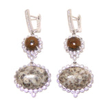 Daisy Jasper&  brown Jasper Dangle Earrings, 925 Sterling Silver