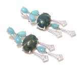 Mica Garnet & Amazonite Dangle Earrings, 925 Sterling Silver, Platinum Embraced