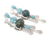 Mica Garnet & Amazonite Dangle Earrings, 925 Sterling Silver, Platinum Embraced
