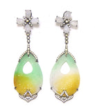 multi Color & White Jade Drop Dangle  Earrings