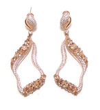 Multi-Stone Champagne Color Drop Earrings in 925 Sterling Silver, Rose Gold