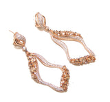 Multi-Stone Champagne Color Drop Earrings in 925 Sterling Silver, Rose Gold