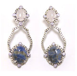 Natural Sodalite & Rose Quartz Earrings, 925 Sterling Silver