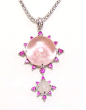Pink Water Melon Agate Dangle Pendant, 925 Sterling Silver