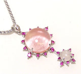 Pink Water Melon Agate Dangle Pendant, 925 Sterling Silver