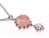 Pink Water Melon Agate Dangle Pendant, 925 Sterling Silver
