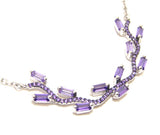 Simulated Amethyst Bar Necklace, 925 Sterling Silver, Platinum Embraced