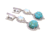 Turquoise Simulated Opal Dangle Earrings, 925 Sterling Silver
