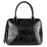 Anuta Black Medium Flower Print Leather Handbag