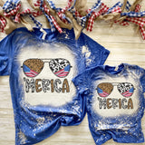 Merica Glasses Bleached Shirt - 4th of July Shirt